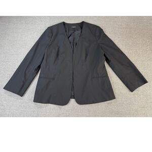 Ann Taylor Factory Blazer Suit Jacket Open Front Classic Career Black Size 14